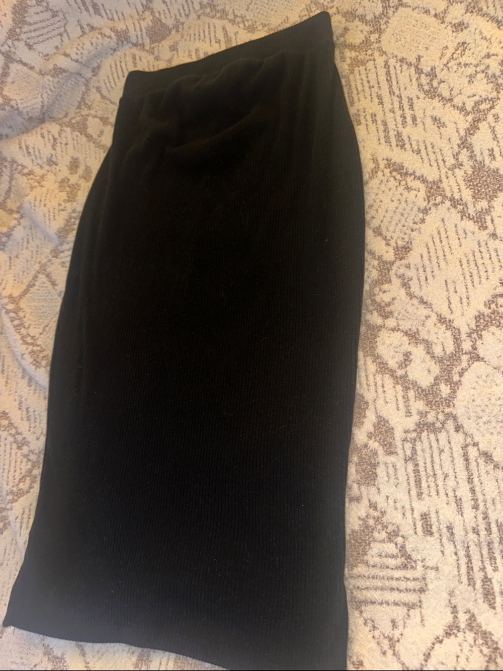 Isabel Maternity Ribbed Midi Skirt Size XS | Black Side Slit Stretch